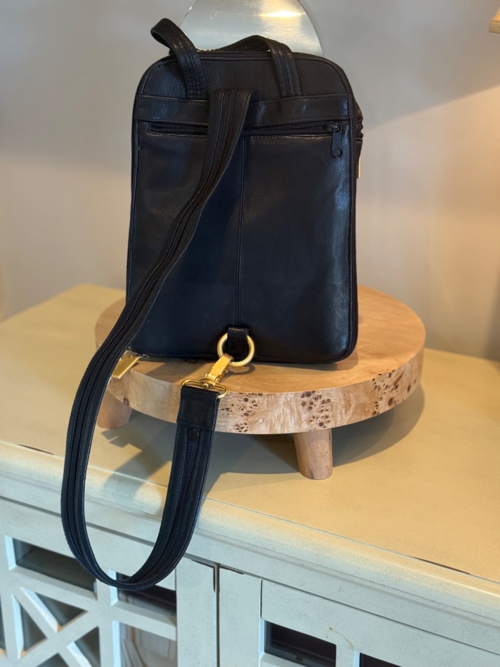 Tignanello Black Leather Backpack - Picture 2 of 7